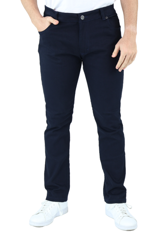 Pantalón Slim Fit Azul Marino De Gabardina Algodón Para Caballero